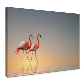 Leinwandbild Cseresnjes - Flamingos im Abendlicht 