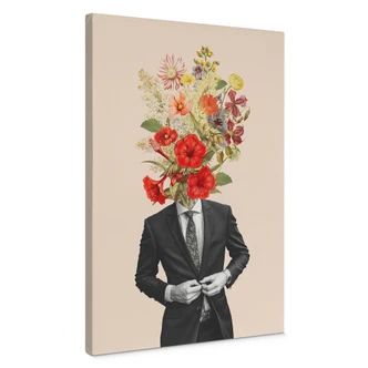 Leinwandbild Mann im Anzug mit Wildblumen - Frida Floral Studio 