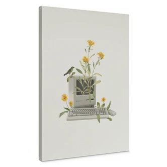 Leinwandbild Vintage Botanik-Computer - Frida Floral Studio 