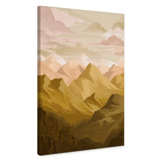 Canvas print Golden mountains at sunset - Goed Blauw 