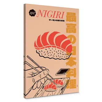 Leinwandbild Japanische Küche Vintage - Sushi Lachs - Gomes 