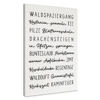 Leinwandbild Herbstliche Worte - Typografie 