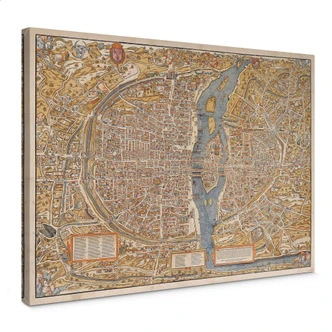Canvas Historische Kaart van Parijs 