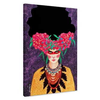 Leinwandbild Frau mit Blütenkranz und Stärke - Hülya 