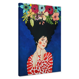 Lienzo Mujer con flores en el pelo - Hülya 