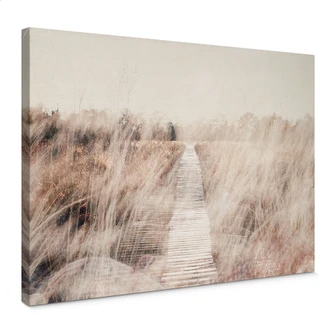 Leinwandbild Verträumte Landschaft mit Holzsteg - Imaginative 