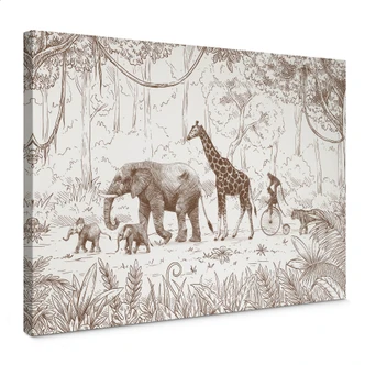 Canvas Jungleparade met dieren - Kikki Belle 