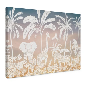 Canvas print Jungle paradise with wild animals - Ombre - Kikki Belle 