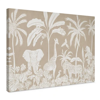 Canvasbillede Jungle Dreams - Afrikansk dyreliv i brunt - Kikki Belle 
