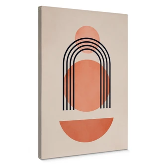 Canvas  Abstrakt geometri i ferskenfarver - Kubistika 