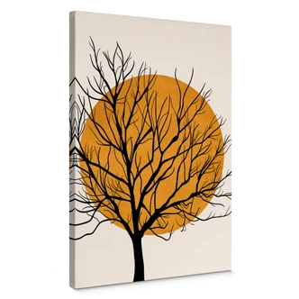 Canvas Kubistika - Golden Sun behind a Tree 