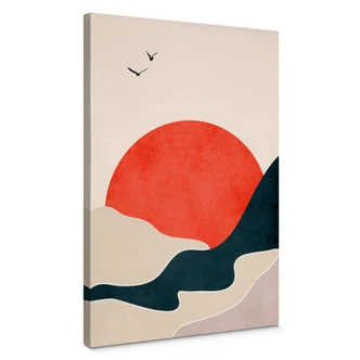 Canvas Kubistika - Sunset with Birds 