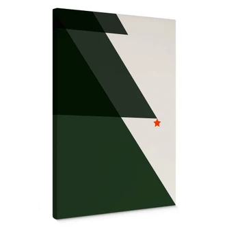 Canvas Kubistika - Abstracte Kerstboom Groen 