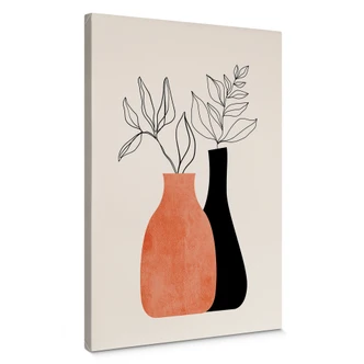Canvas Vaser i sort og orange - Kubistika 