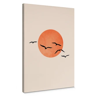 Canvas Trækfugle flyver mod solen - Kubistika 
