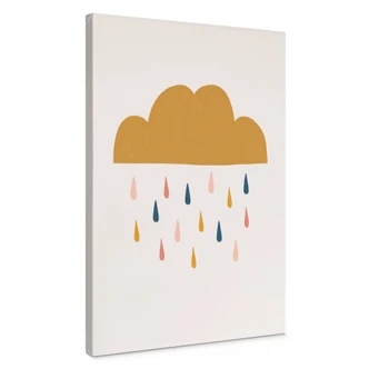 Leinwandbild Fröhlicher Regen in Pastelltönen | Wolken-Motiv für Kinder - Menina Lisboa 