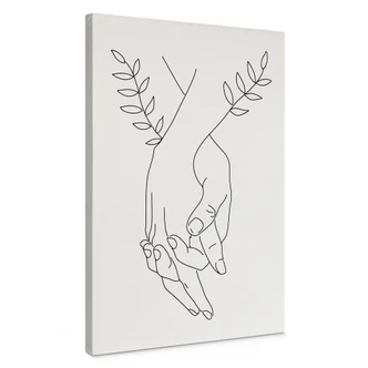 Canvas Line Art - Geliefden die elkaars hand vasthouden - Lizde 