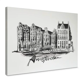 Leinwandbild Amsterdam - Schwarz-Weiß - Love your City 