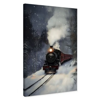 Canvas print Winter romance - Steam locomotive in a snowy forest - Melloi Art Prints Canvas print Winter romance - Steam locomotive in a snowy forest - Melloi Art Prints