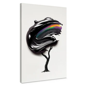 Canvasbillede træ med sort 3D-krone - Mielu 