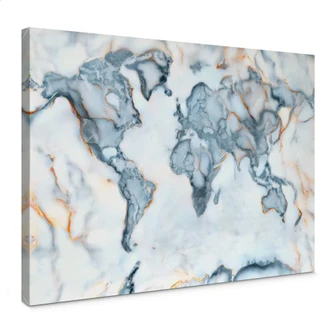 Canvas Mielu - Wereldkaart Marmerlook 