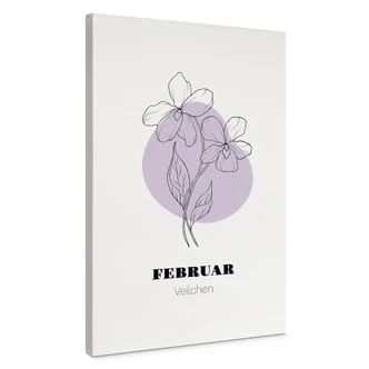 Personalisierbares Leinwandbild Monatsblume Februar 