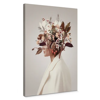 Leinwandbild Moth - Schönheit mit Blumenhut 