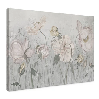 Canvas schilderij vintage stijl bloemen in grijs - Ms Tiff 