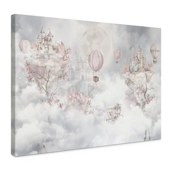 Canvas schilderij sprookjeswereld met kasteel en eenhoorn - Ms Tiff 