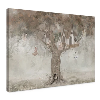 Canvas schilderij Magische boomhut met feeën - Ms Tiff 