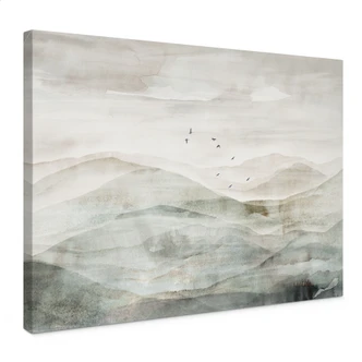 Leinwandbild Neblige Berglandschaft Aquarell - Ms Tiff 