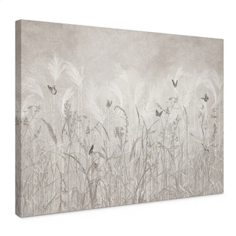 Canvas schilderij wilde bloemenweide met vlinders in Scandinavisch design - Ms Tiff 