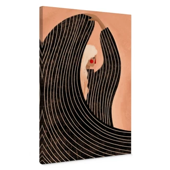 Leinwandbild Frau mit schwarzem Streifenkleid - Müller 