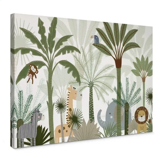 Leinwandbild Kinderzimmer Niedliche Tiere im Dschungel - Oliver Robins 