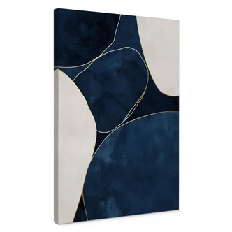 Leinwandbild Geometrische Balance in Blau und Weiß - Paksoylu 