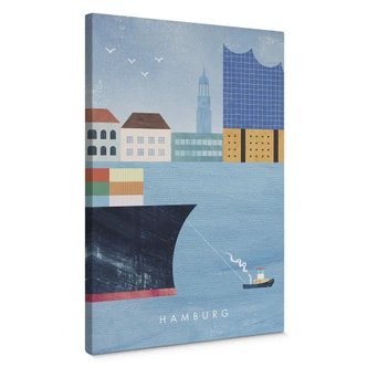Leinwandbild Hamburg mit Hafen - Rivers 