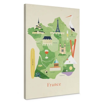 Leinwandbild Karte von Frankreich - Rivers 
