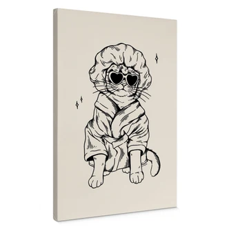 Leinwandbild Entspannte Katze mit Herzbrille - Royle 