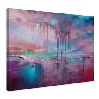 Leinwandbild Violetter Regen über blauem Dunst - Schmucker Leinwandbild Violetter Regen über blauem Dunst - Schmucker