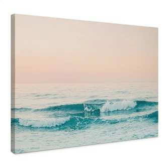 Canvas Blauwe zee ontmoet roze lucht in Griekenland - Sisi & Seb 