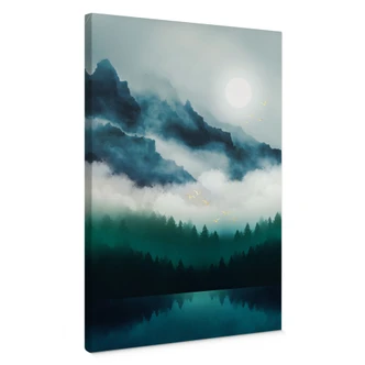 Leinwandbild Neblige Landschaft in der Nacht - SpaceFrog Designs Leinwandbild Neblige Landschaft in der Nacht - SpaceFrog Designs