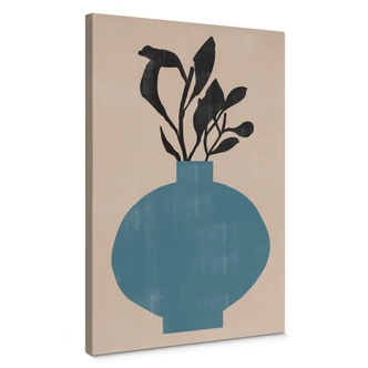 Canvas Miuus Studio - Blauwe Vaas met Bloemen 