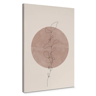 Leinwandbild The Miuus Studio - Line Art - Pflanze vor Vollmond 