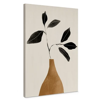 Leinwandbild Zweig in goldener Vase - ThingDesign 