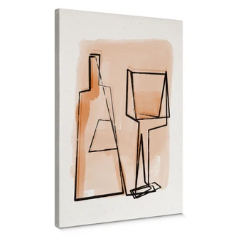 Leinwandbild Abstraktes Stillleben: Flasche und Weinglas - Treechild 