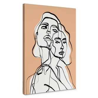 Leinwandbild Line Art Porträt von zwei Frauen - Treechild 