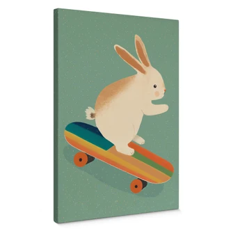 Leinwandbild Treechild - Niedlicher Hase auf einem Skateboard 