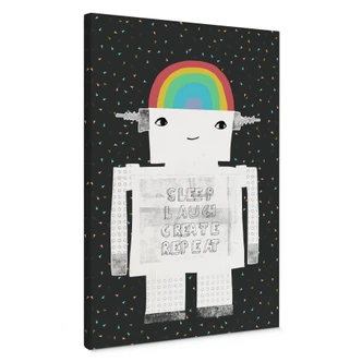 Leinwandbild Regenbogen-Roboter Sleep Laugh Create - Treechild 