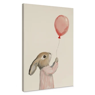 Leinwandbild Süßer Hase mit Luftballon - Treechild 
