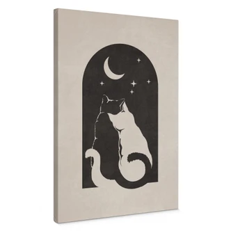 Stampe su tela Due gatti al chiaro di luna - Tunaboylu 